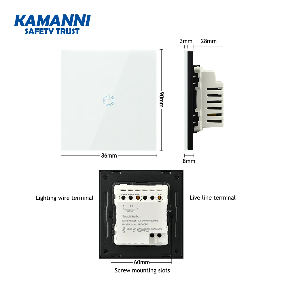 Kamanni выключатель сенсорный，1 бандажный настенный светильник Настенные пере