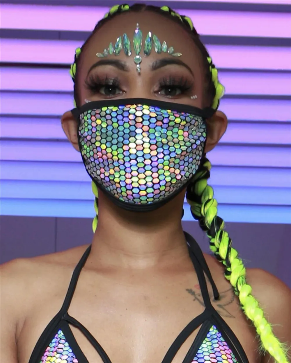 

Hot Style Fashion Shiny Face Mask Decorations For Women Bling Elasticity Cover Face Jewelry Cosplay Party Gift