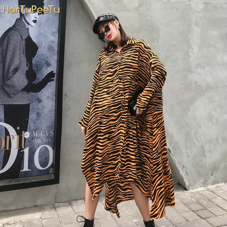 Женская полосатая блузка с длинным рукавом асимметричное платье-рубашка