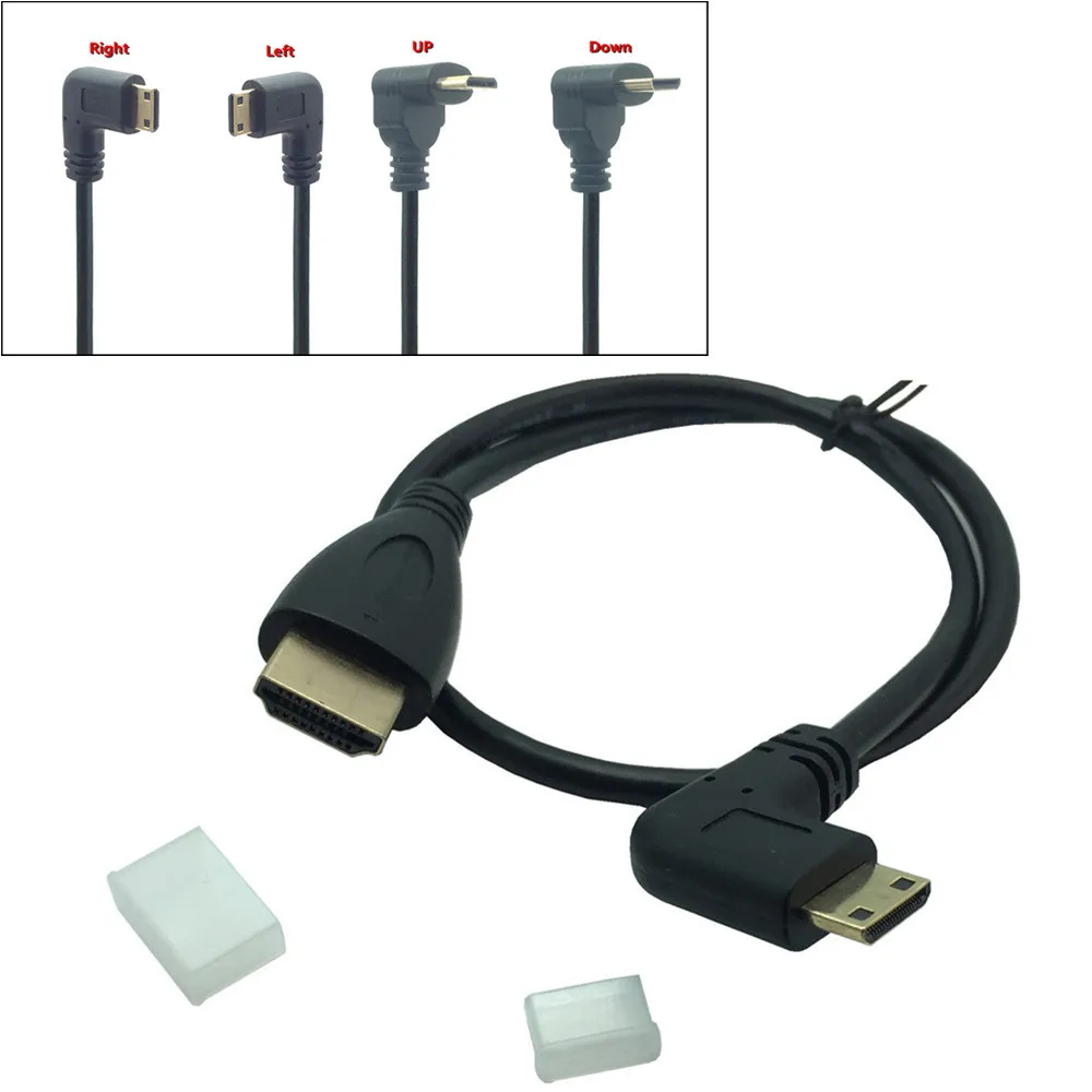 Совместимый с Mini HDMI кабель вверх/вниз/влево/вправо Угловой 90 градусов штекер