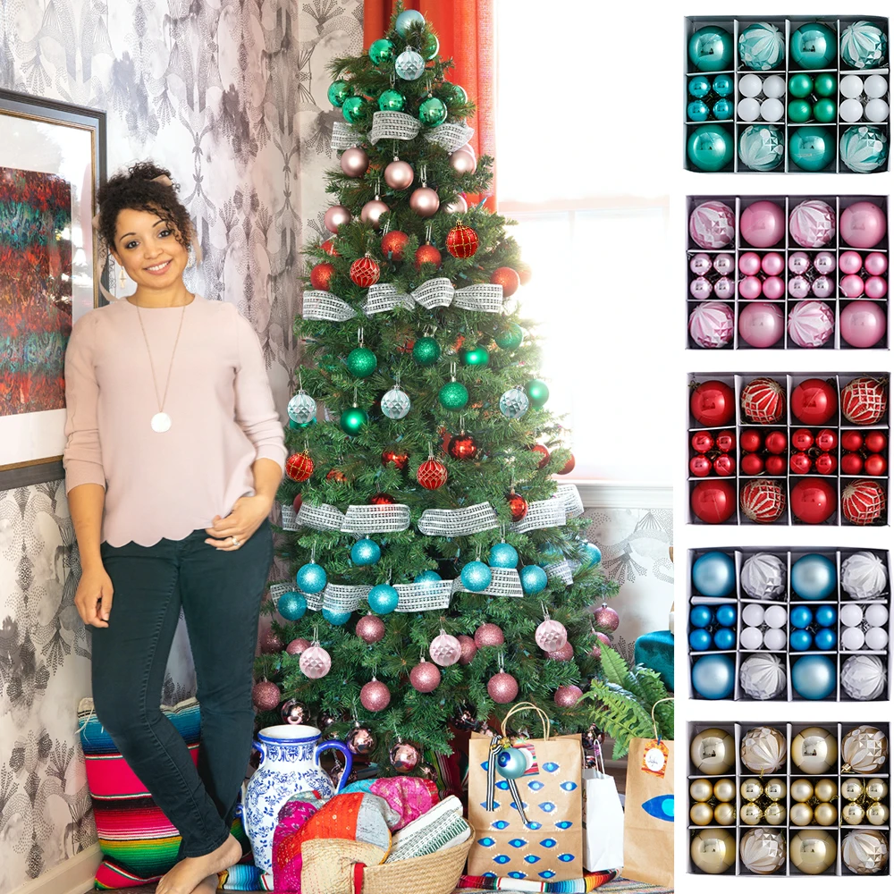 

40 шт./компл. рождественские шарики, декоративные шарики, подвесные строительные украшения, подарки на новый год 2022