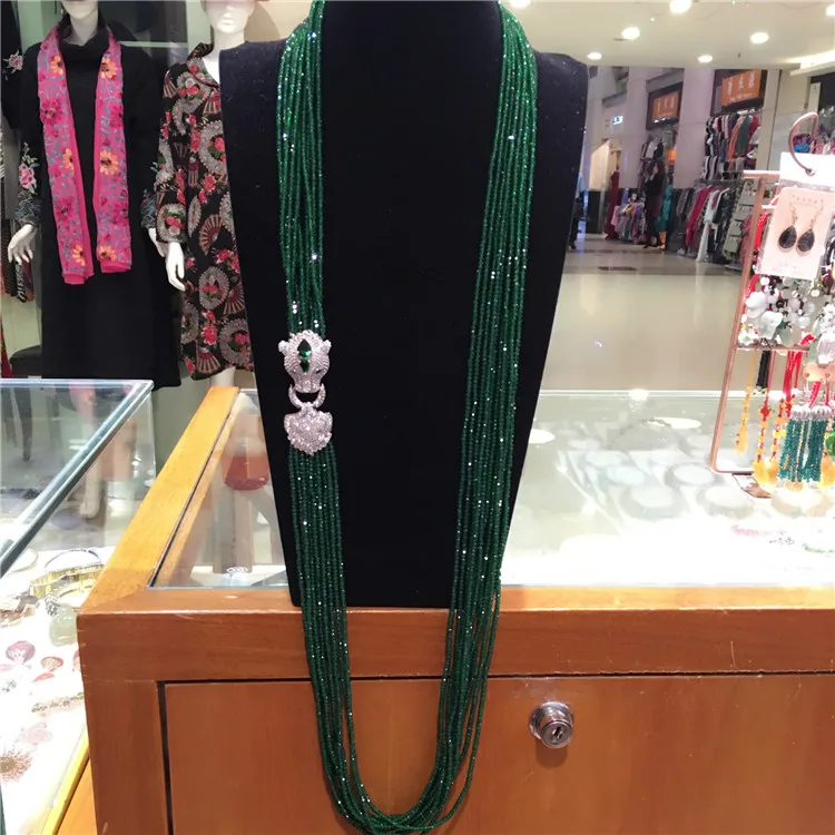 С головой леопарда застежка сделай сам аксессуар зеленый красный ожерелье со стеклянными кристаллами, браслет, серьги приветствуется поль...