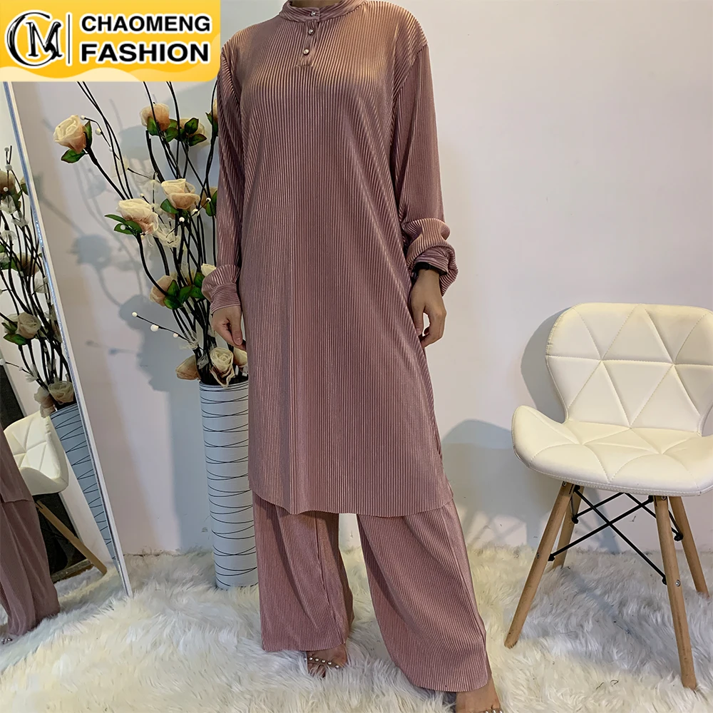 

Eid Mubarak Abaya Dubai Tops And Pants Set Muslim Women Turkey Elegant Hijab Dress Islam Clothing Moroccan Fashion Ensembles