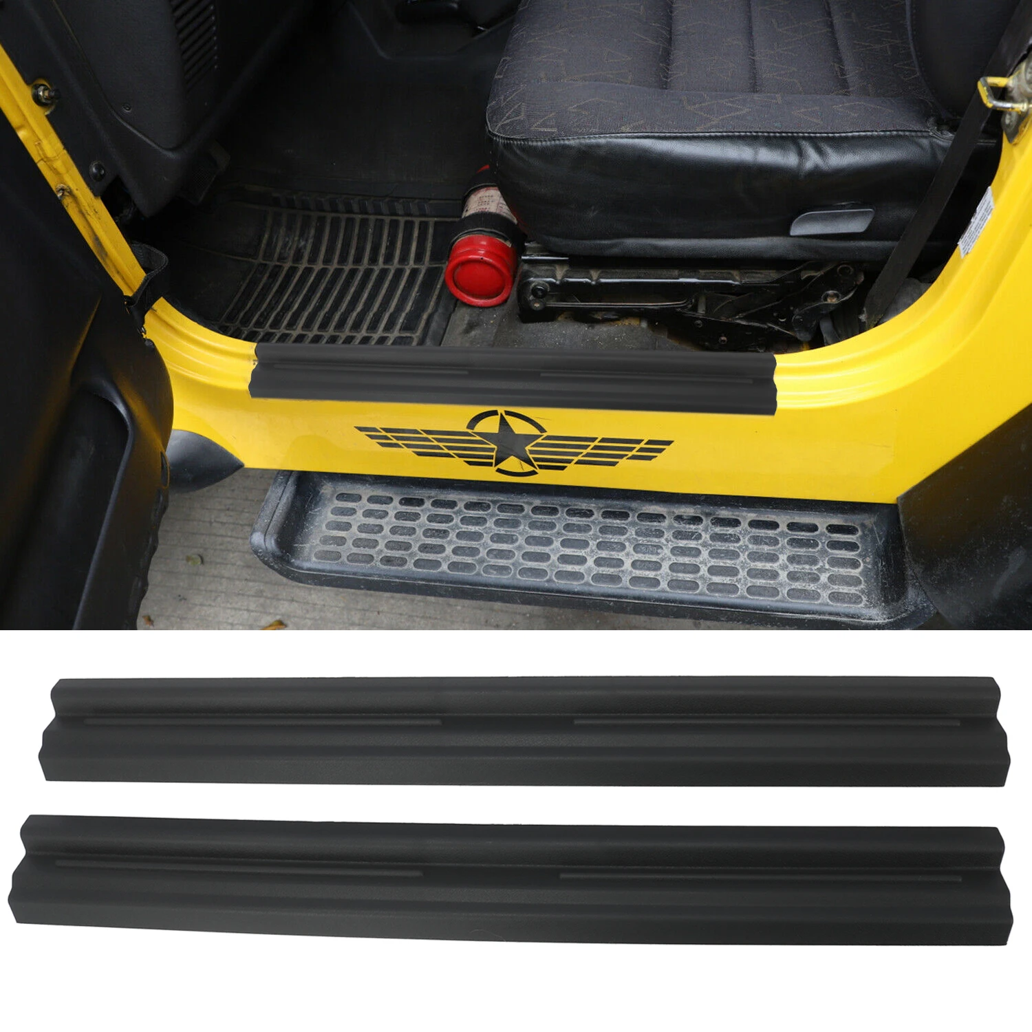 

Car Door Sill Protector Guard Door Sill Scuff Plate Cover for 1997-2006 Jeep Wrangler TJ Sport Sahara Rubicon Interior Accessory