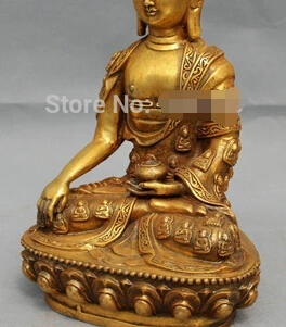 Бесплатная доставка 11 дюймов тибетская народная бронзовая позолоченная Статуя