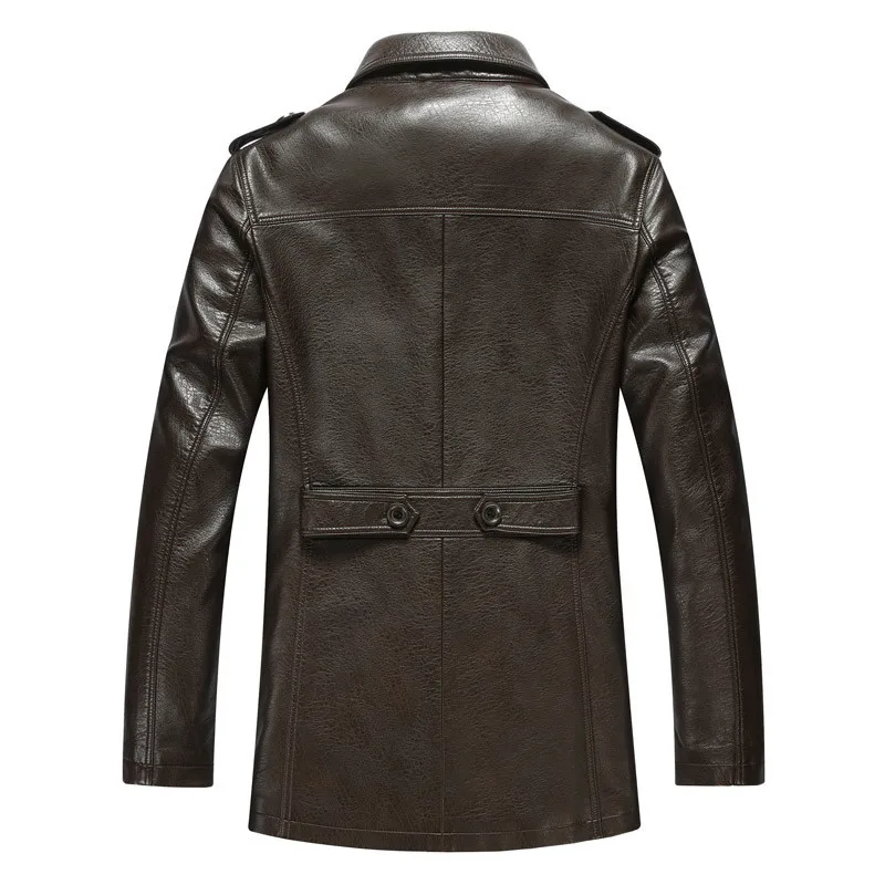 Spring Leather Jacket Men Black Brown Solid Mens Faux casaco Slim Fit middle aged business jaqueta couro masculina HH025 | Мужская