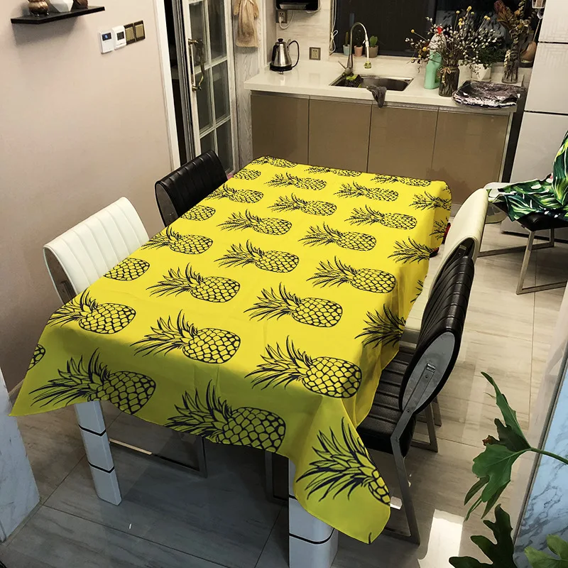 

Home decorative pineapple pattern printing washable tablecloth