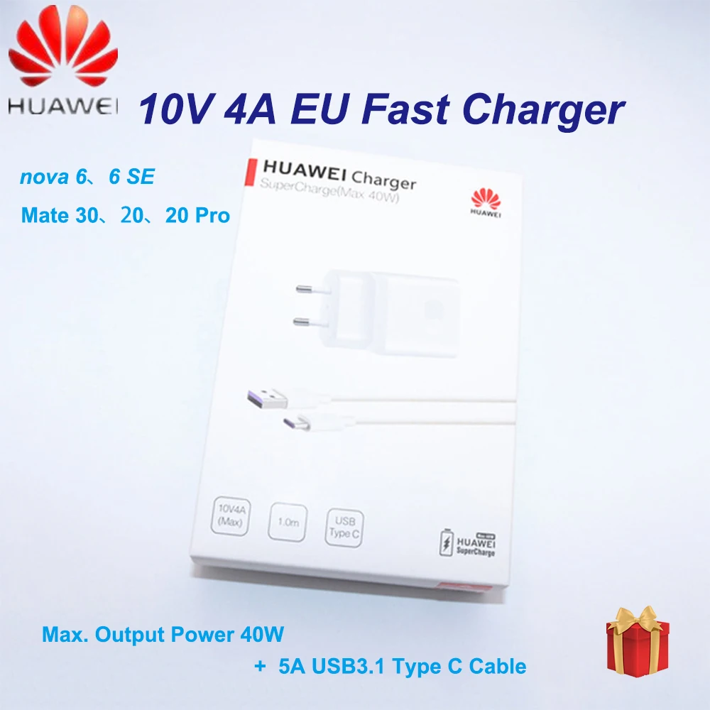 Фото Супер зарядное устройство 40 Вт для Huawei с европейской вилкой адаптер питания 5 А