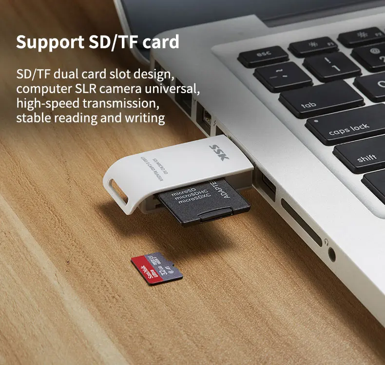 SSK кардридер USB 3,0 для SD микро-sd SDXC TF кард-ридер для ноутбука планшета смарт-карт памяти адаптер синий белый