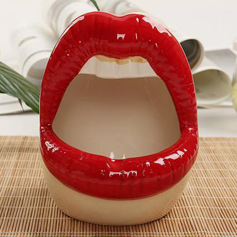 

Cool Big Red Mouth Ashtray Lip Ceramic Ashtray Flower Pot Trendy Mouth Fashion Home Mini Easter Gift Smoke Shisha Cigar Ashtray
