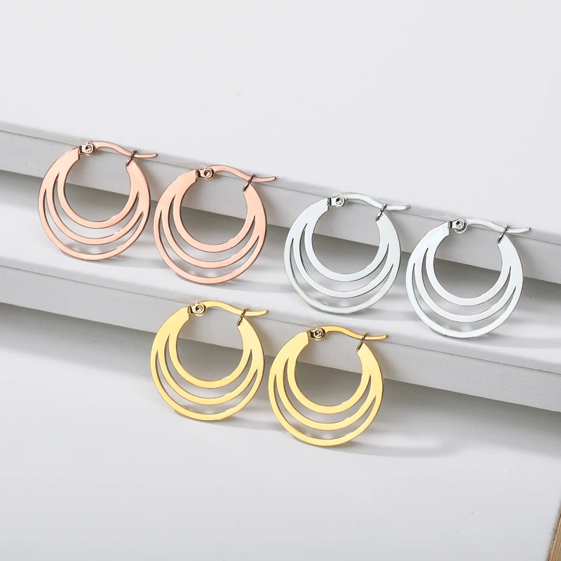 Женские серьги-гвоздики из нержавеющей стали геометрические круглые серьги