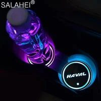 2x led car logo cup holder pads rgb changing usb charging coasters for haval h5 h6 h7 h9 f7 f7x car goods for car accessories