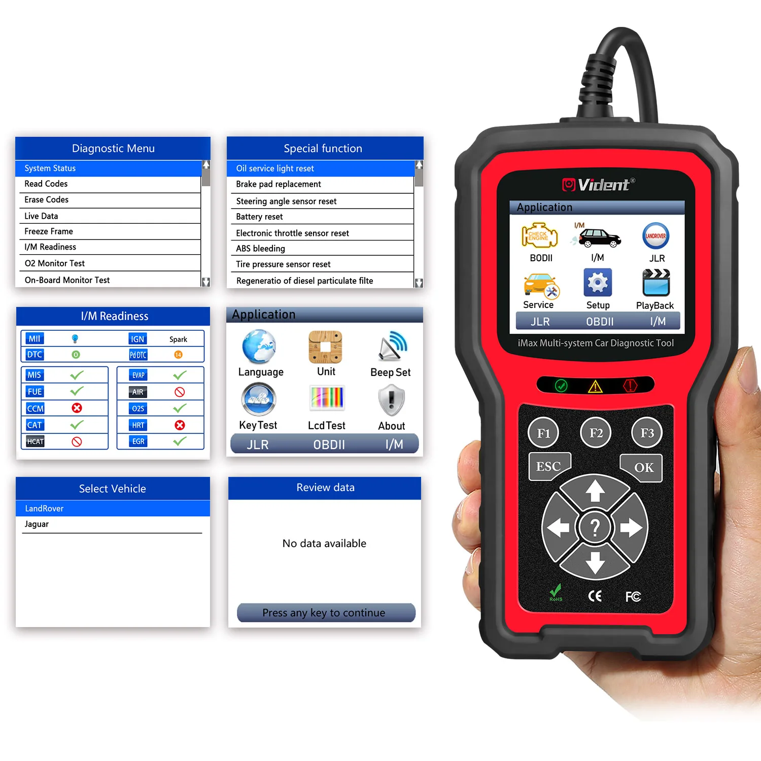 VIDENT iMax4303 для Jaguar/Land Rover OBD2 автомобильный диагностический инструмент Поддержка TPMS
