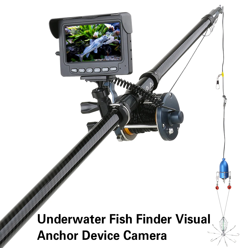 

30M 1200TVL Fish Finder Underwater Fishing Camera 4.3 inch Monitor 10PCS LED Night Vision 195 Degrees Metal Sea wheel Camera For