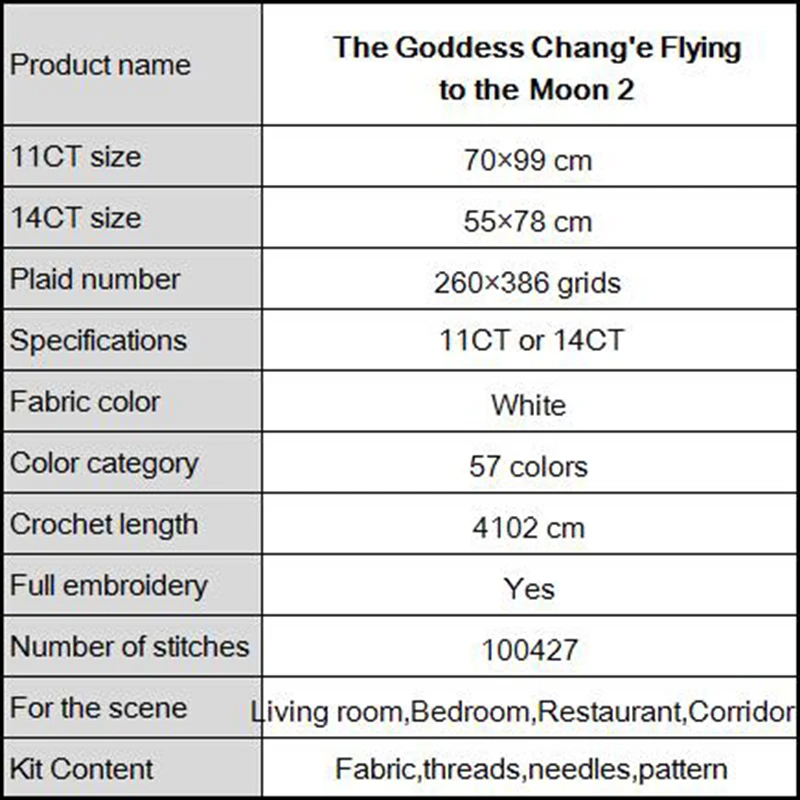 Вышивка крестиком Joy Sunday Patten богиня чанье летающая до Луны посчитанная и