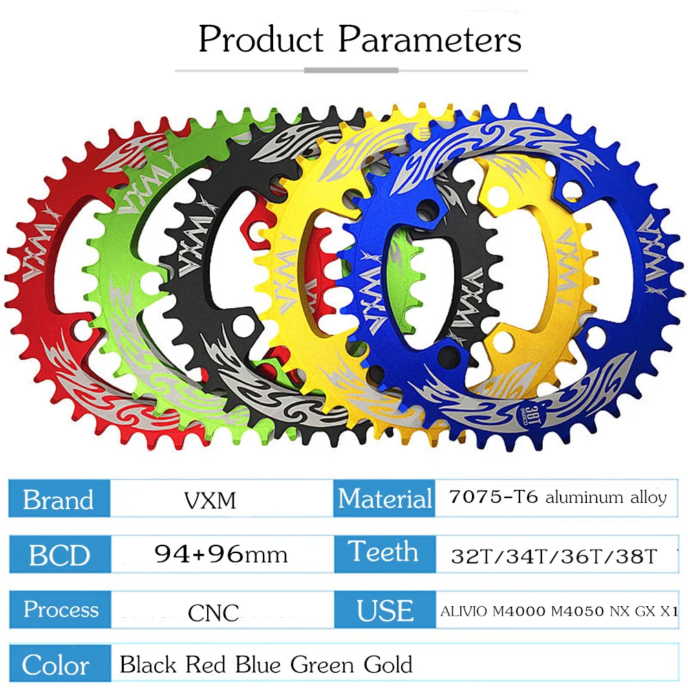 Звездочка велосипедная VXM 96BCD30T32T/34T/36T/38T|narrow wide chainring|narrow widebicycle crank |