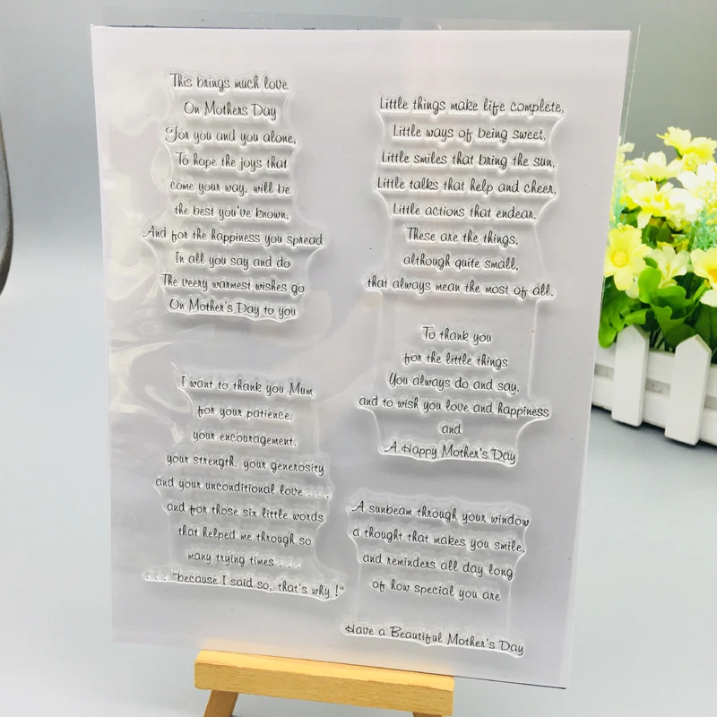 Прозрачные штампы пожелания на день матери альбом для скрапбукинга и открыток