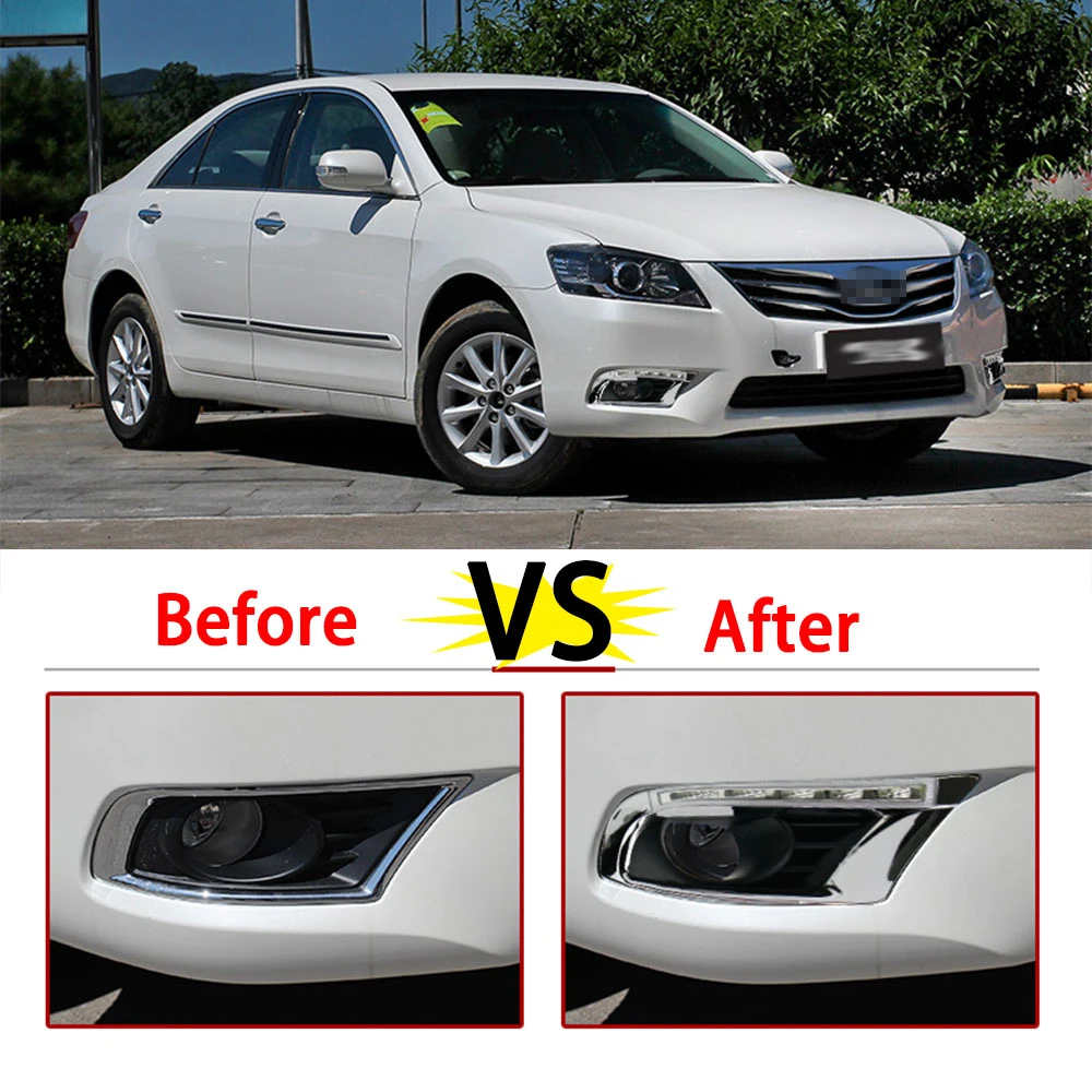 

ECAHAYAKU 3-Color Car Daytime Running Light Turn Signal DRL LED Fog Lamp Cover for Camry 2009 2010 2011 Car Styling 1Pair