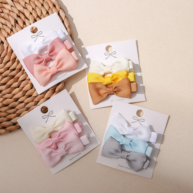 

3Pcs/Set Hair Bow Clips For Girls Baby Kawii Barrettes Cute Accessoires Kids Colored Hairpins Children Hairgrip Hot