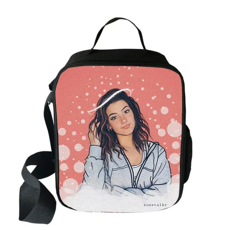 Charli D'Amelio Protect Lunch Bags Boys Girls Travel Tote Bags Picnic Food Fresh Storage Bags Student Mini Messenger Bag