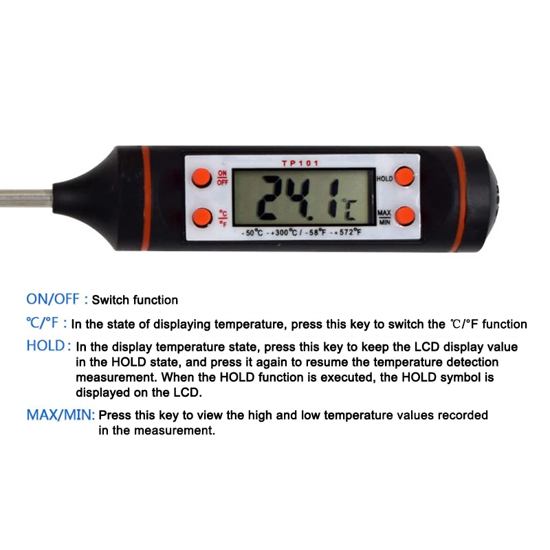

Kitchen Thermometer Food Cooking Meat Thermometer Long Probe Digital Instant Read for Grilling BBQ ALI88