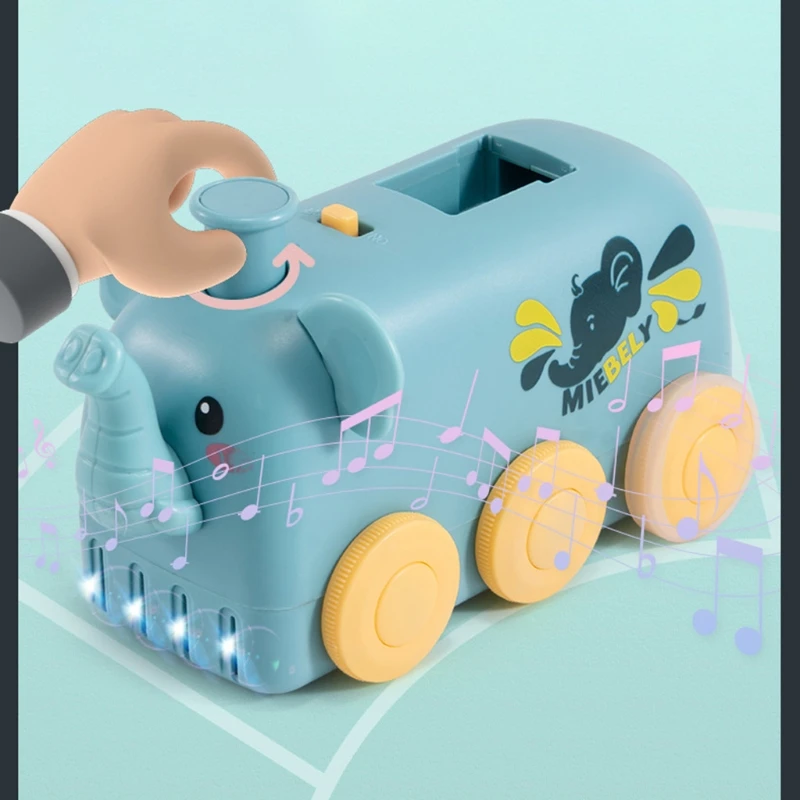

Domino Train Toy Stacking Block Set Domino Building Block Brain Developmental Electric Car Cartoon Block for Kids Age3+