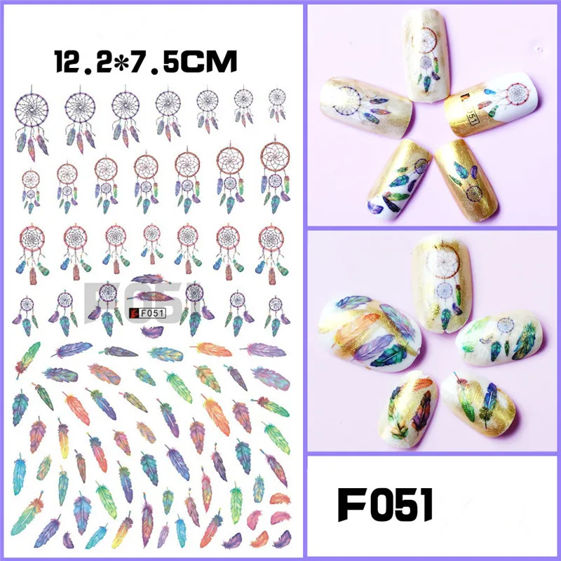 Ультратонкие наклейки для ногтей в богемном стиле украшения из перьев Ловец снов