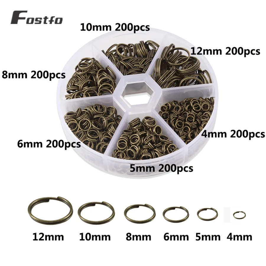 Antique Brozne Fostfo 1 коробка двойные петли прыгать Rring 4/5/6/8/10/12 мм круглые открытые кольца для ключей брелок браслет ожерелье кольцо для изготовления ювелирных изделий - Цвет: Antique Brozne
