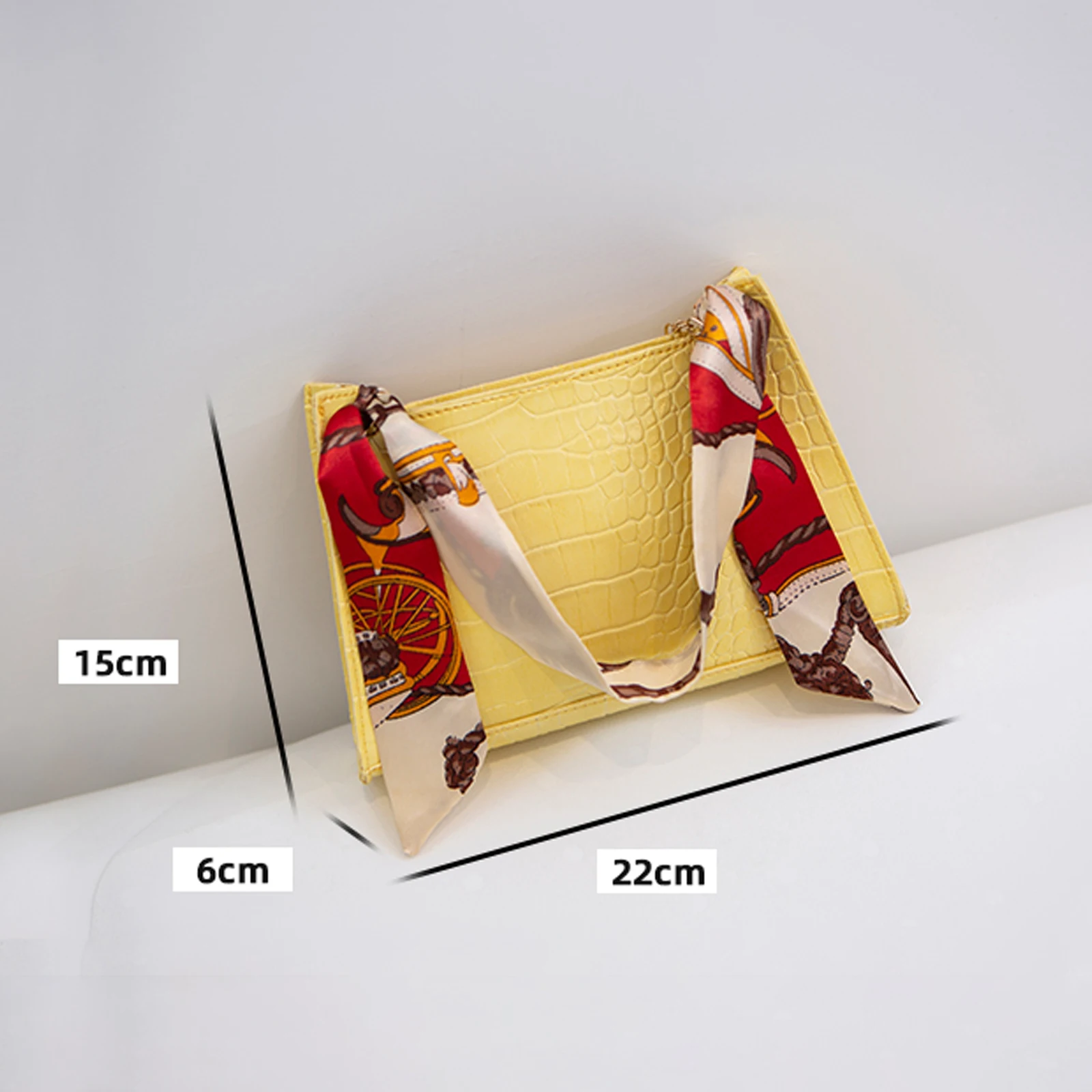 

2021 Fashion Trend Women Elegant Shoulder Bag Classic Crocodile Pattern Tote Purse Metal Chain Scarves Handle Design Handbags