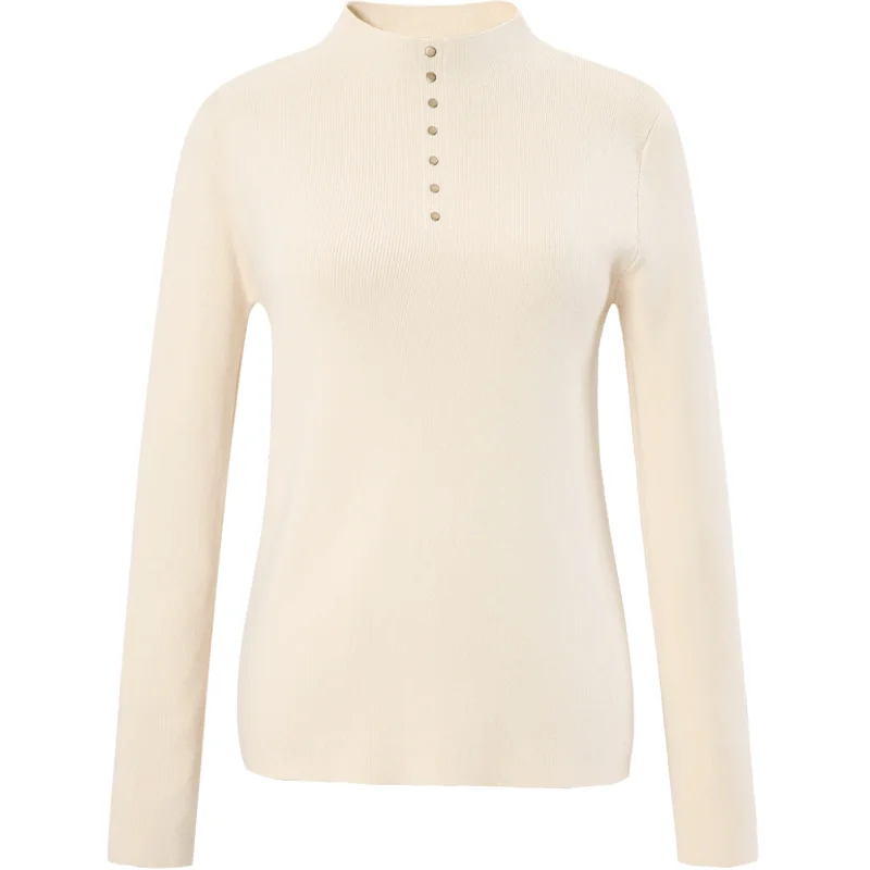 

New Basic Women Pullover Button Sweaters Autumn Winter Thick Warm Jumper Top Turtleneck Knitted Sweater Pull Femme Hiver
