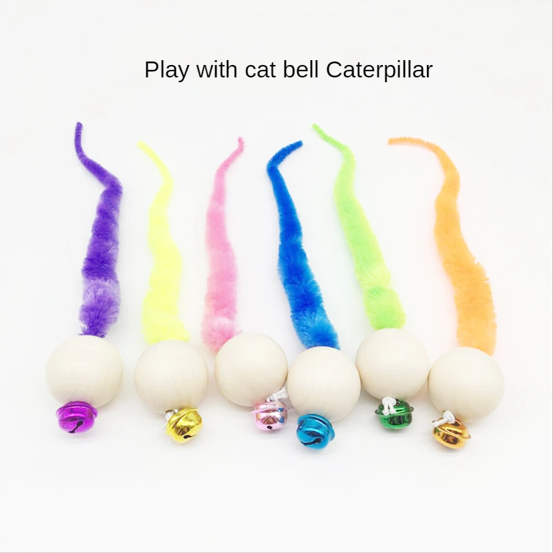 

6PCS Cat Bell Toys Wiggly Balls Kitten Chewing Toys Tail Bell Sounding Bite Funny Playing Accessories Supplies Small Medium Cats