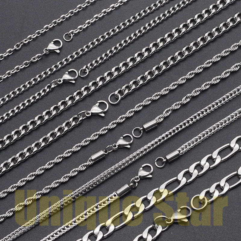 Оптовая продажа кубинская веревочная цепочка 100% из нержавеющей стали в стиле хип
