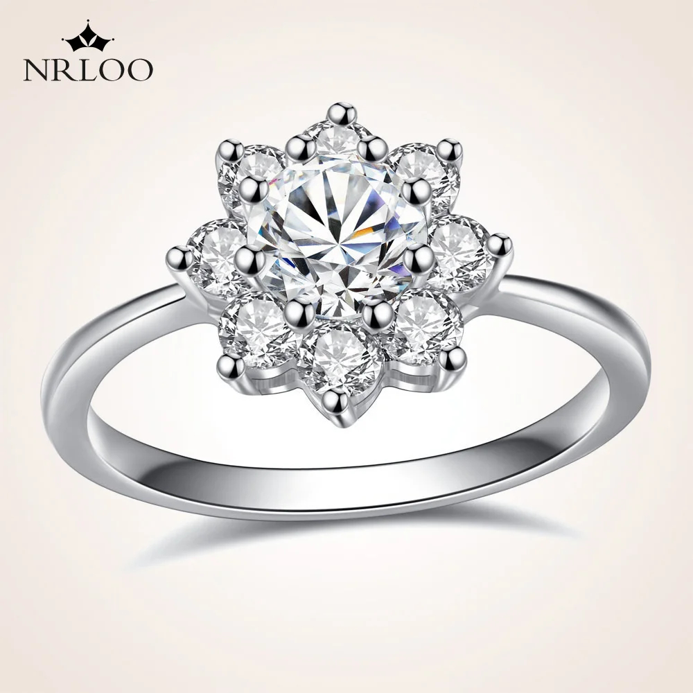 

Luxury Banquet Fashion Jewelry Inlay Zircon Sun Flower Shape Silver Plated Rings Women Wedding Engagement Ring Gifts For Ladies
