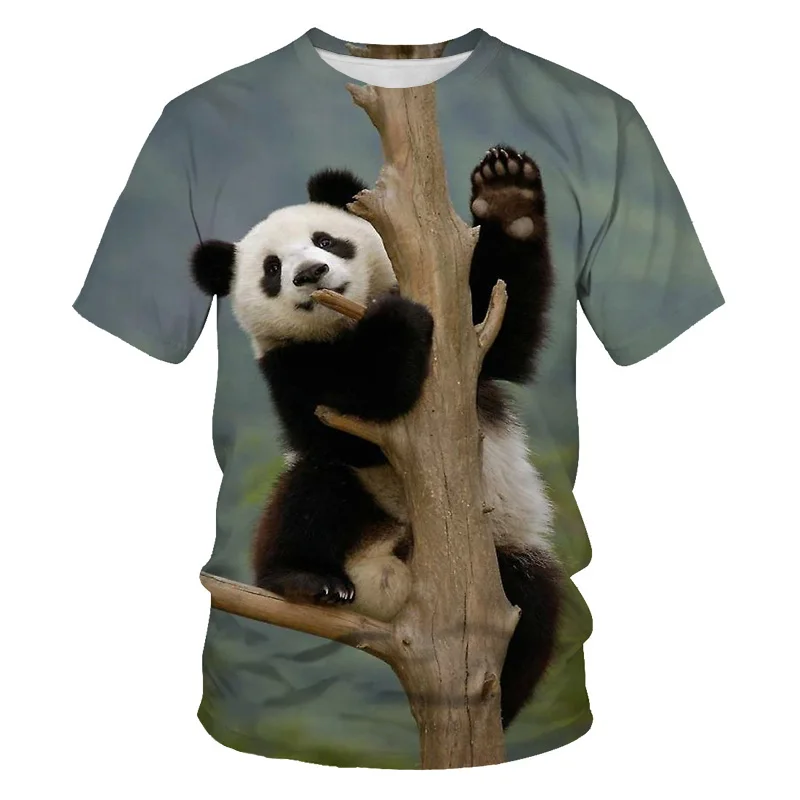 

New Summer Bear Animal 3D Printing Men's Oversized T-shirt Panda T-shirt Children's Wear Parent-child Wear (100-6XL)