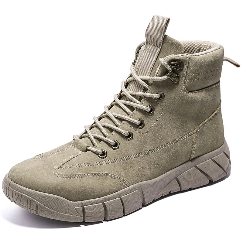 

Men Boots Autumn Comfy Durable outsole Lace-up Fashion Shoes Men 2020 Leather Casual Boots Men Brand design Men's Boots uik8