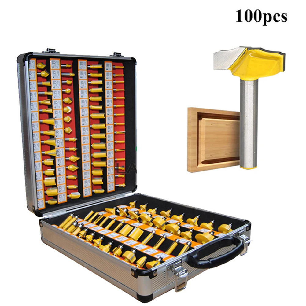 

100pcs 1/4 Tungsten Carbide Milling Cutter Router Bit Woodworking Engraving Tool Trimming Wood Milling Cutter