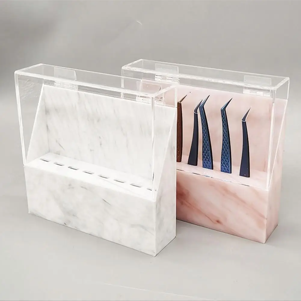 

8 Holes Tweezers Storage Box With Cover Eyelash Tweezer Brush Holder Acrylic Convenient Organizer Rank For Makeup Tool P1B9