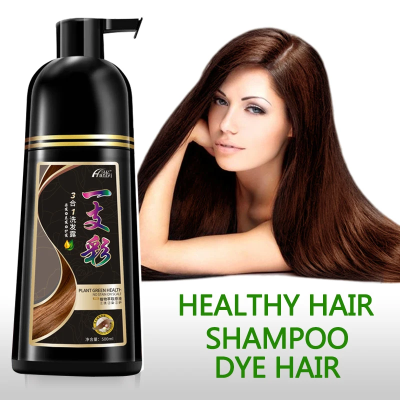 

500ml Natural Argan Essence Instant Hair Dye Shampoo Instant Hair Color Cream Cover Permanent Hair Coloring Shampoo Men Women