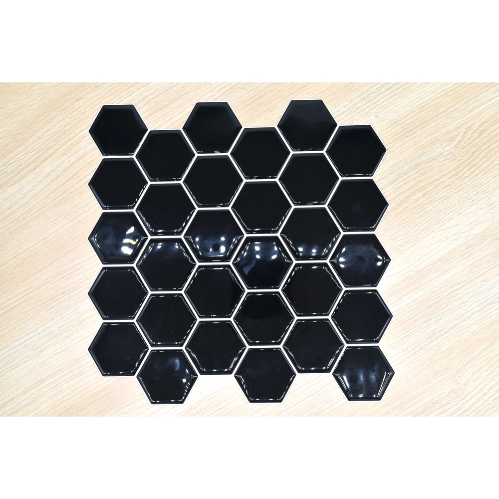 Настенная 3D мозаика черная шестиугольная виниловая наклейка для кухни обои
