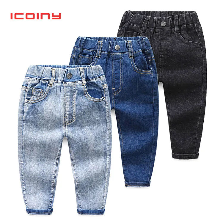 Джинсы для мальчиков и девочек повседневные черные джинсовые брюки малышей