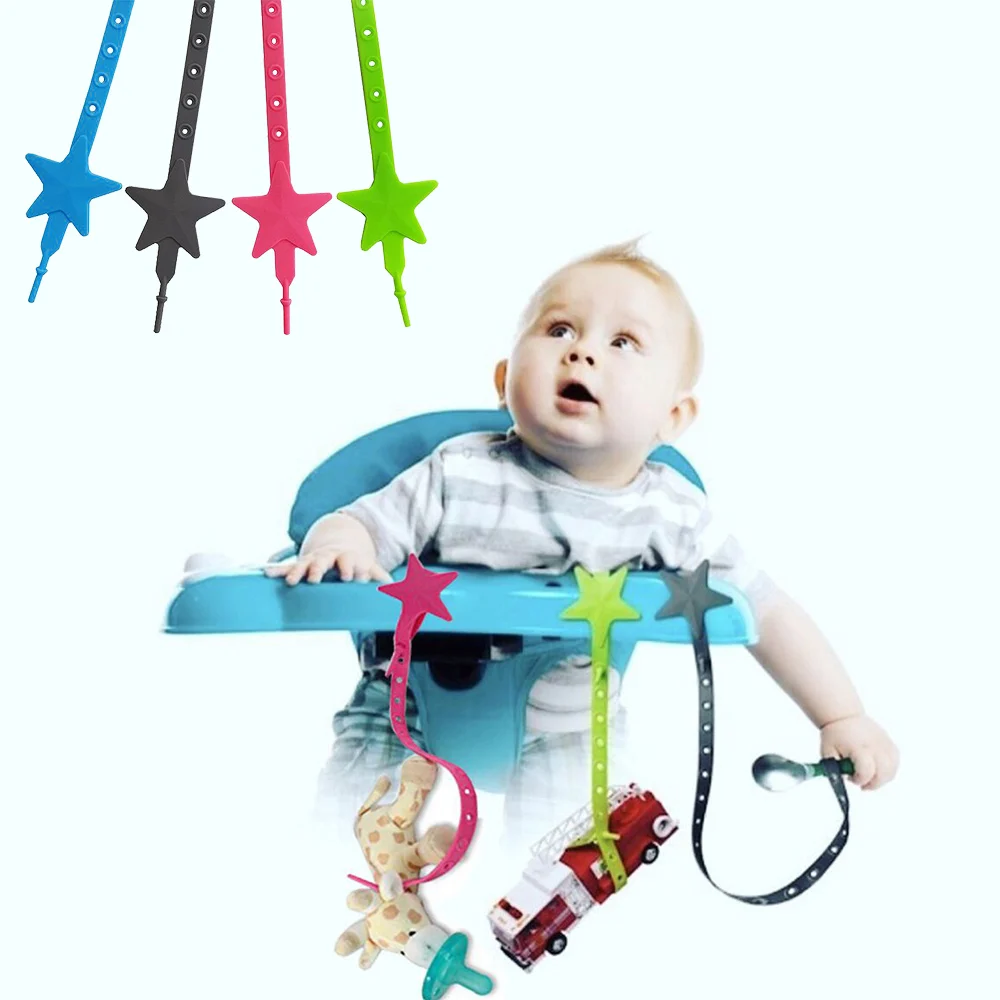 

Baby Stroller Hook Silicone Star Pacifier Chain Non-toxic Teether Strap Kids Toy Holder Stroller Organizer Stroller Accessories