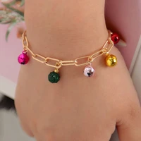2021 wholesale european and american christmas jewelry holiday festive colorful bell diamond ball alloy geometric chain bracelet