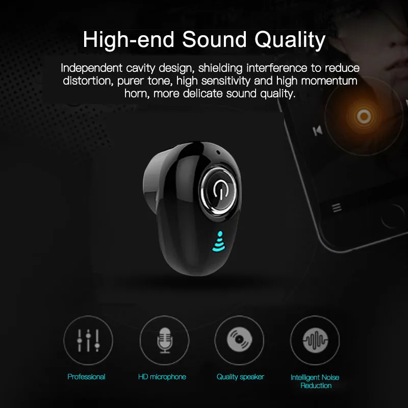 

Mini Invisible Ture Wireless Earphone Noise Cancelling Bluetooth Headphone Handsfree Stereo Headset TWS Earbud With Microphone