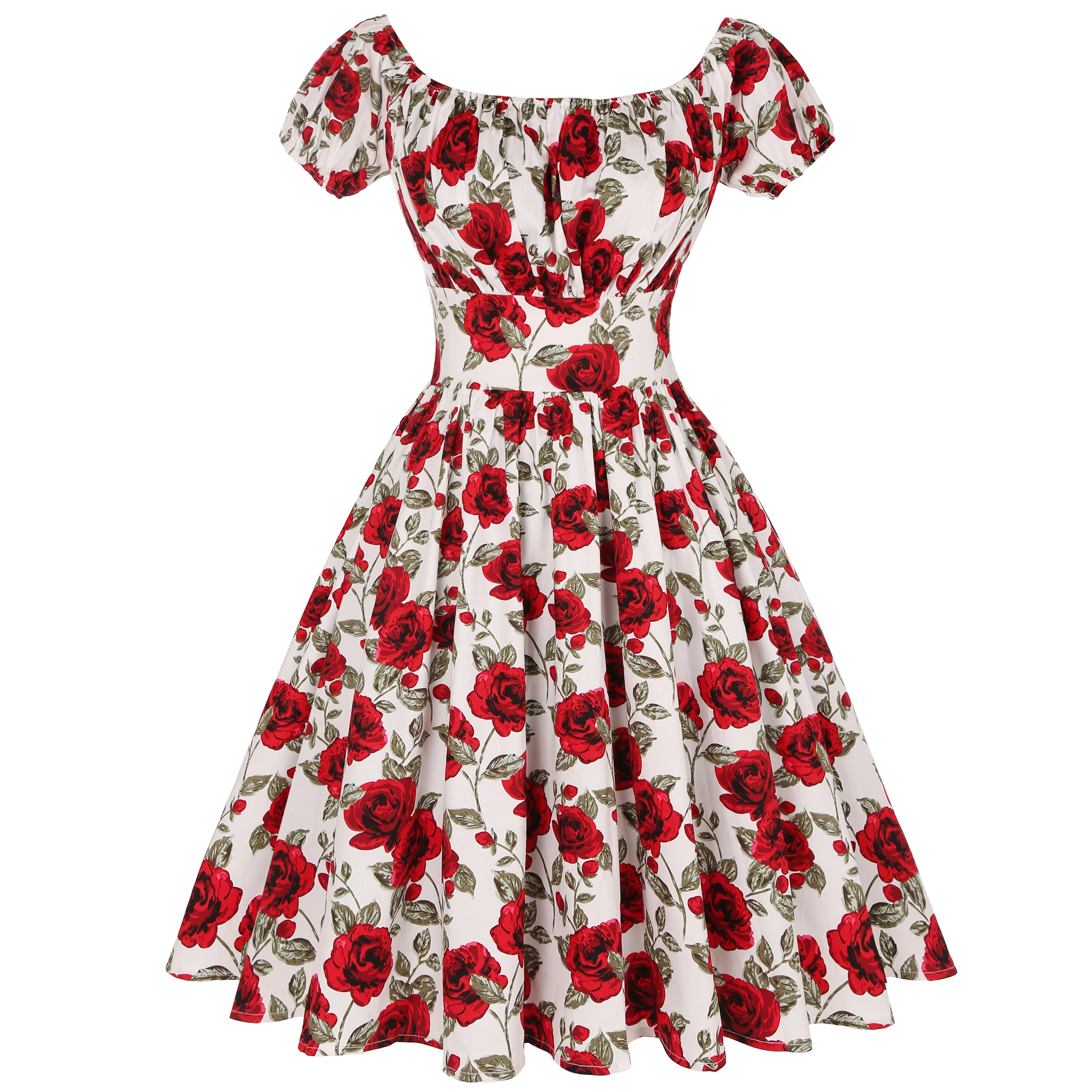 

Женское платье средней длины, элегантное ТРАПЕЦИЕВИДНОЕ ПЛАТЬЕ во французском романтическом стиле с вырезом лодочкой и цветочным принтом ...