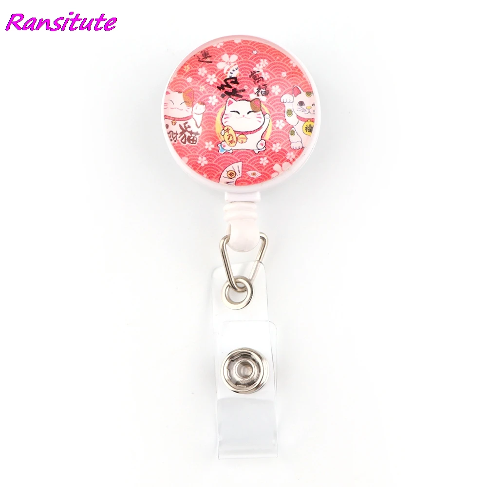 

R2076 1pcs Cute Lucky Cat Badge Reel Clip Friend Student Child Exquisite IC Card Badge Holder Gift Personality Accessories