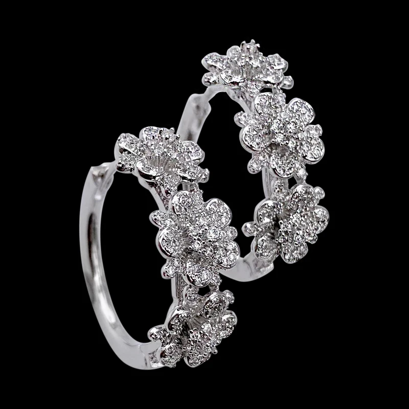 Медные серьги Lanyika три цветка ушное кольцо с микрозакрепкой из циркона для женщин