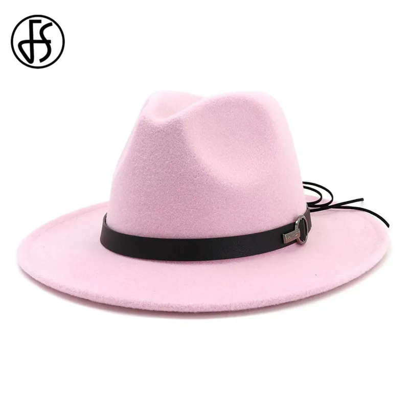 FS желтой шапки для мужчин и женщин с широкими полями шерстяная фетровую Джаз Fedora