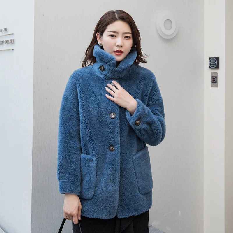 

Coat Female Sheep Shearling Fur Korean 2020 Autumn Winter Jacket Women Real Wool Coats and Jackets MY