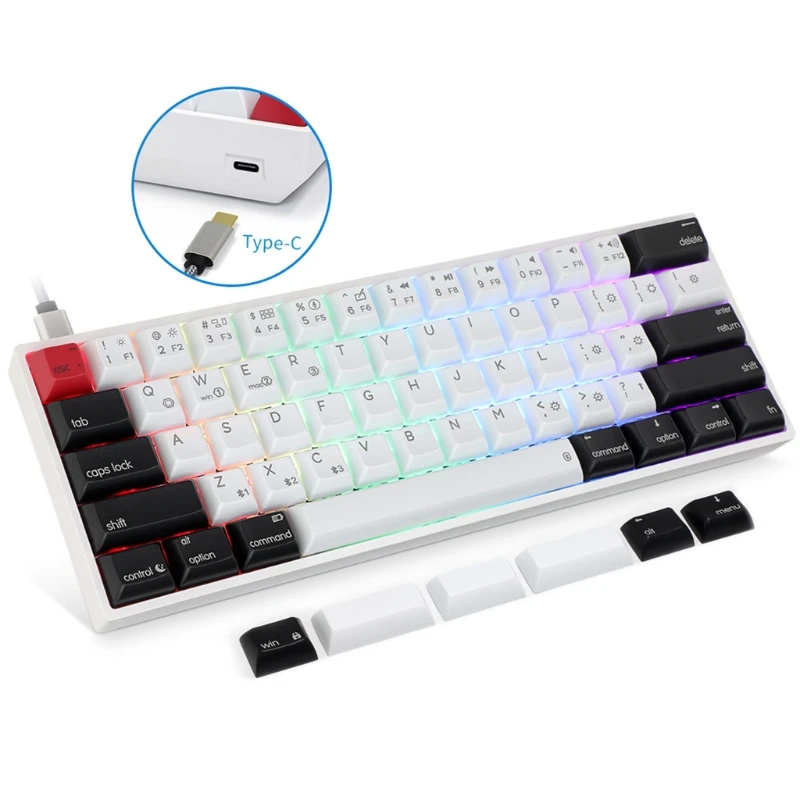 AK61S RGB Mechanical Keyboard Mini Portable Colorful Switch Gaming Keyboard for Win Gamer Working