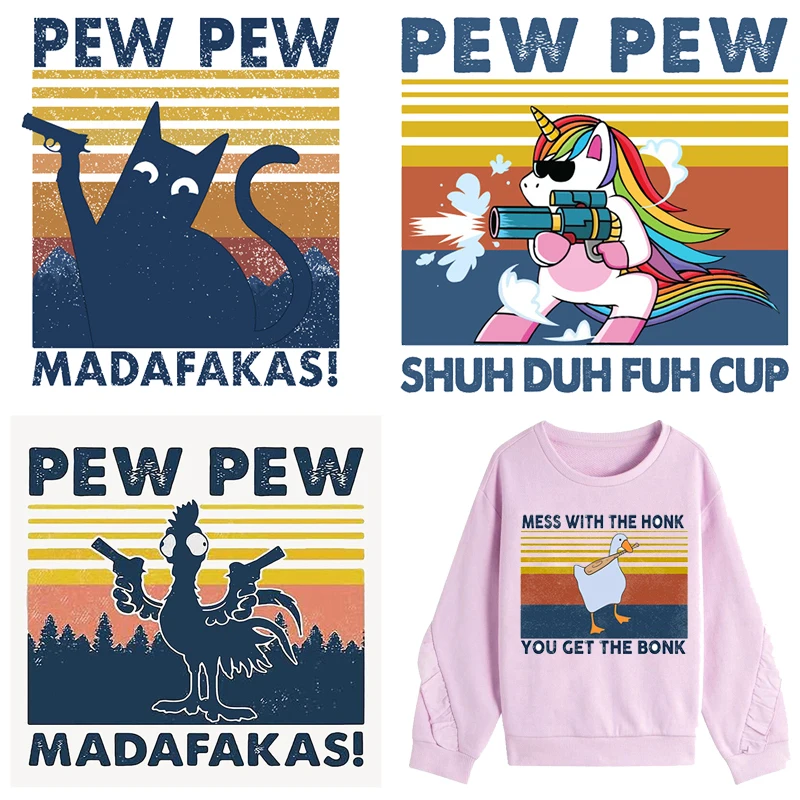 

Pew Pew Madafakas Patches Unicorn Letter Sticker on Clothes Iron-on Transfers for Clothing Thermoadhesive Patch Diy Gun Applique